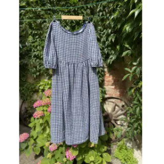 Double gauze/muslin Double sided CHECKS MINI navy