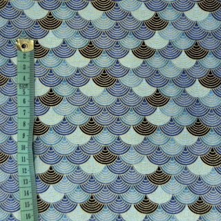 Cotton fabric JAPAN Tsunami bleu