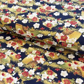 Cotton fabric JAPAN Obi indigo
