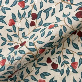 Decoration fabric Linenlook Strawberry Cherry