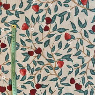 Decoration fabric Linenlook Strawberry Cherry