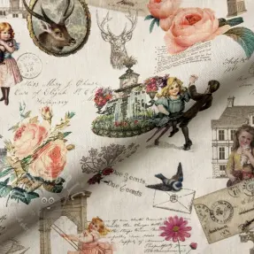 Decoration fabric premium Linenlook Poetry Romantic Scene digital print