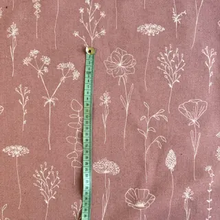 Decoration fabric Linenlook Fine Fragile Flower old rose