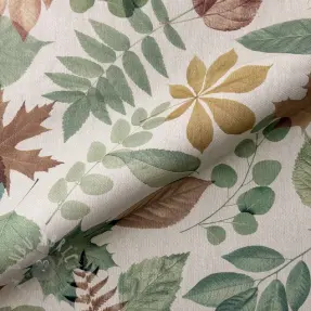 Decoration fabric premium Linenlook Coloured Leaf Mix digital print