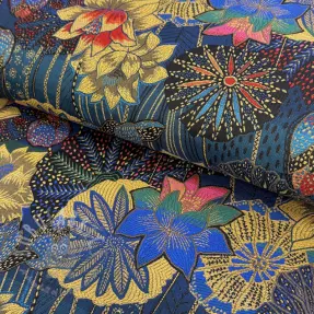 Decoration fabric jacquard Opium allover bleu