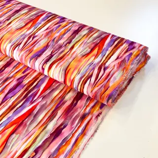 Viscose RADIANCE Abstract stripes pink digital print
