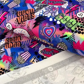 Sweat fabric Manga cobalt digital print