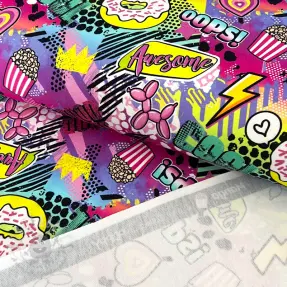 Sweat fabric Manga fuchsia digital print