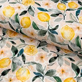 Double gauze/muslin Fresh lemons digital print