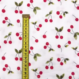 Double gauze/muslin Cherries white digital print