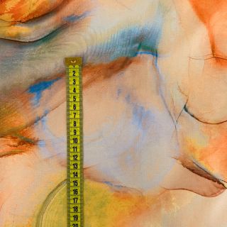 Linen viscose Orange circles digital print