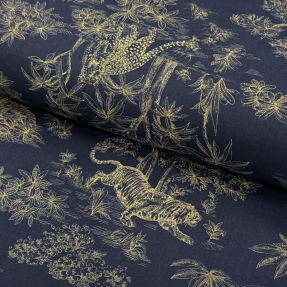 Cotton fabric Acajou indigo PERCALE