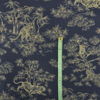 Cotton fabric Acajou indigo PERCALE