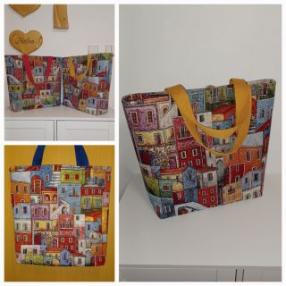 Decoration fabric GOBELIN PREMIUM Happy colourful village