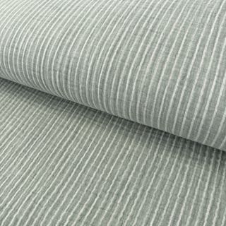 Double gauze/muslin YARN DYED Stripes old green