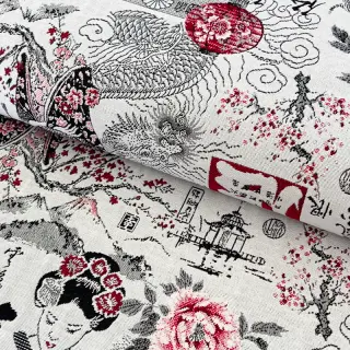 Decoration fabric jacquard Akita blanc
