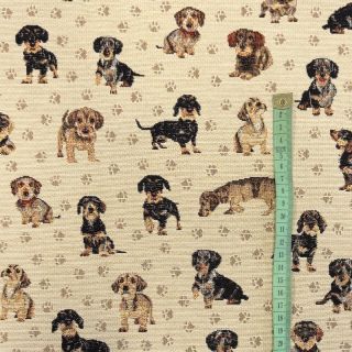 Decoration fabric GOBELIN PREMIUM Little dachshund play