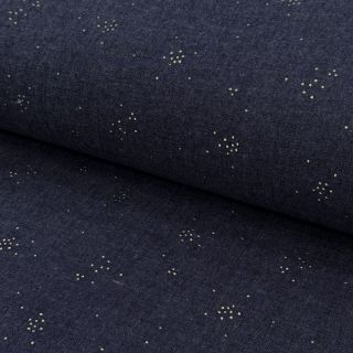 Cotton fabric JEANS Glitter small dots