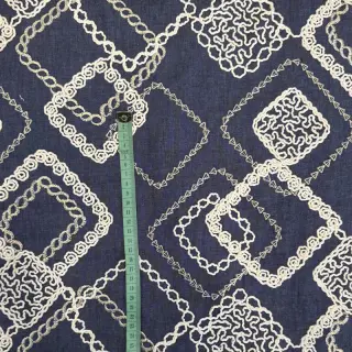 Cotton fabric JEANS EMBROIDERY Square dark blue