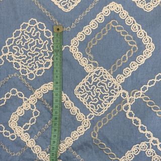 Cotton fabric JEANS EMBROIDERY Square light blue
