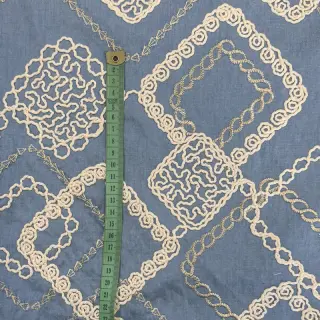 Cotton fabric JEANS EMBROIDERY Square light blue