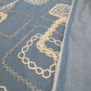 Cotton fabric JEANS EMBROIDERY Square light blue