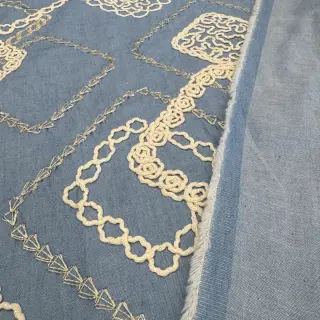 Cotton fabric JEANS EMBROIDERY Square light blue