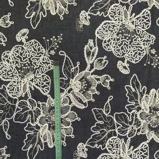 Cotton fabric JEANS EMBROIDERY Bouquet black