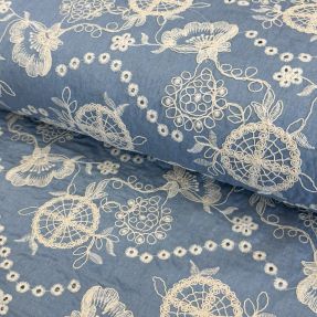 Cotton fabric JEANS Embroidery Buttercup