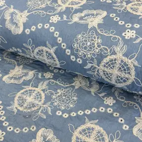 Cotton fabric JEANS Embroidery Buttercup