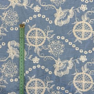 Cotton fabric JEANS Embroidery Buttercup