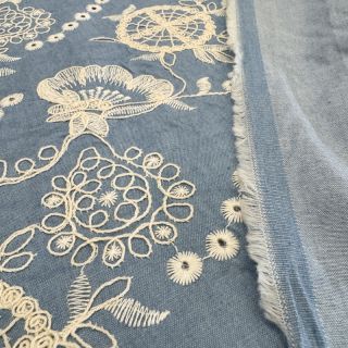 Cotton fabric JEANS Embroidery Buttercup