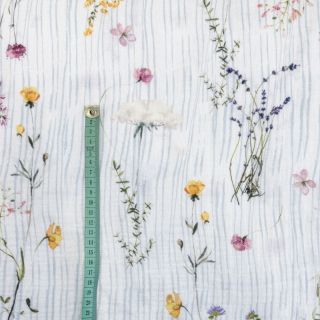 Double gauze/muslinFrench flowers blue digital print