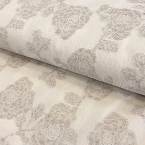 Cotton fabric with linen JACQUARD Peony flowers