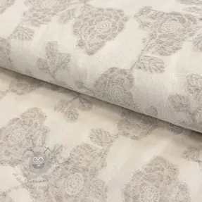 Cotton fabric with linen JACQUARD Peony flowers