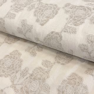 Cotton fabric with linen JACQUARD Peony flowers