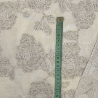 Cotton fabric with linen JACQUARD Peony flowers