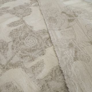 Cotton fabric with linen JACQUARD Peony flowers