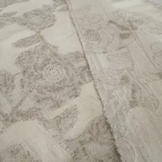 Cotton fabric with linen JACQUARD Peony flowers