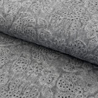 Cotton fabric VOILE EMBROIDERY Vintage dark grey