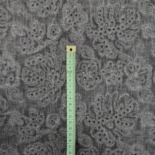 Cotton fabric VOILE EMBROIDERY Vintage dark grey