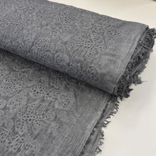 Cotton fabric VOILE EMBROIDERY Vintage dark grey