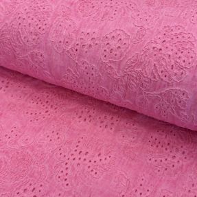 Cotton fabric VOILE EMBROIDERY Vintage fuchsia