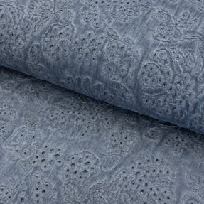 Cotton fabric VOILE EMBROIDERY Vintage jeans