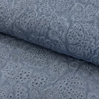 Cotton fabric VOILE EMBROIDERY Vintage jeans