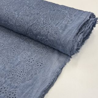 Cotton fabric VOILE EMBROIDERY Vintage jeans