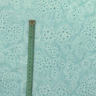 Cotton fabric VOILE EMBROIDERY Vintage aqua