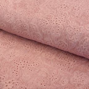 Cotton fabric VOILE EMBROIDERY Vintage rose