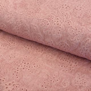 Cotton fabric VOILE EMBROIDERY Vintage rose