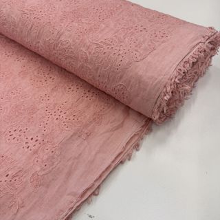 Cotton fabric VOILE EMBROIDERY Vintage rose